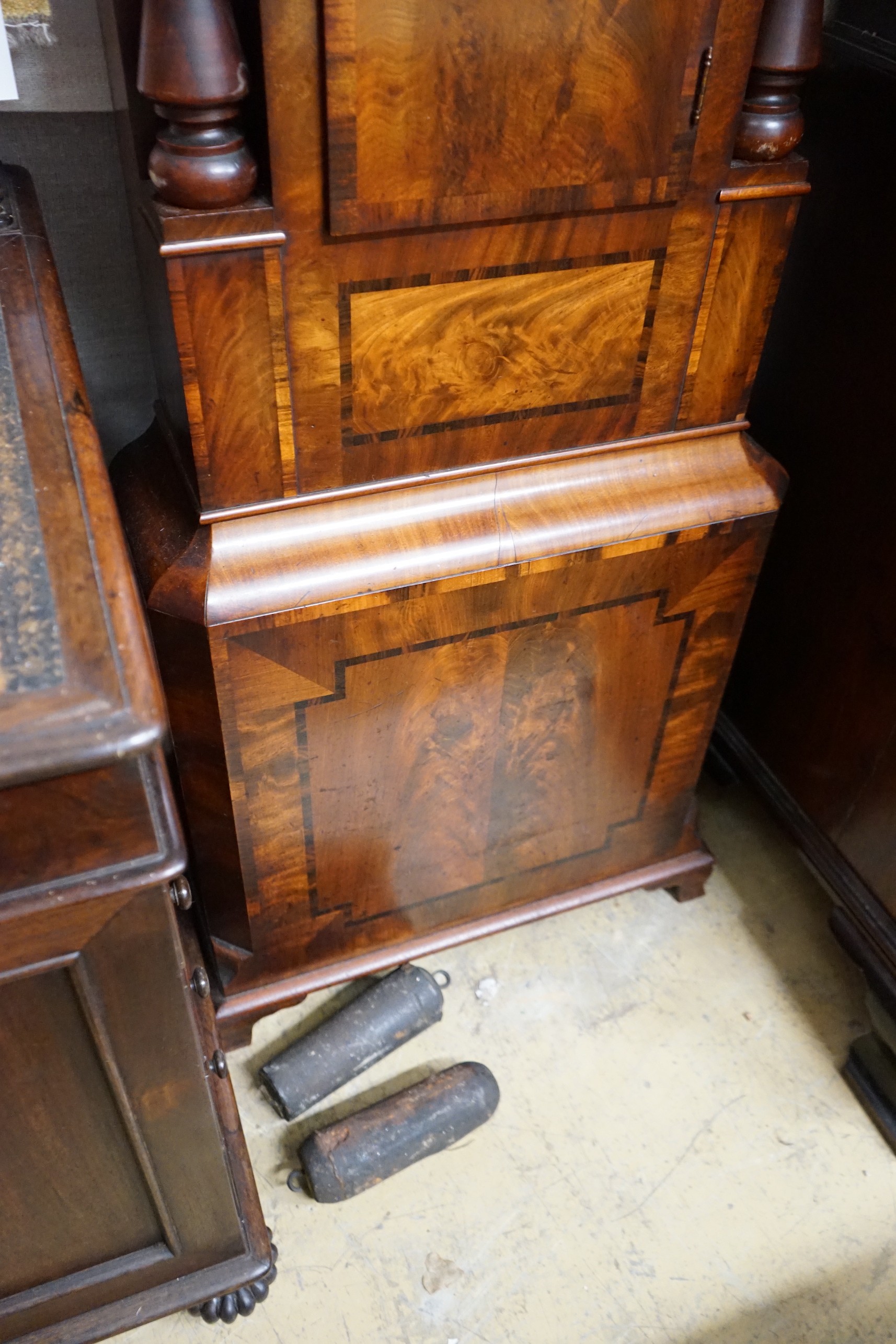 A Victorian mahogany 8 day longcase clock with painted dial marked Scott & Sons, Kendall, height 230cm